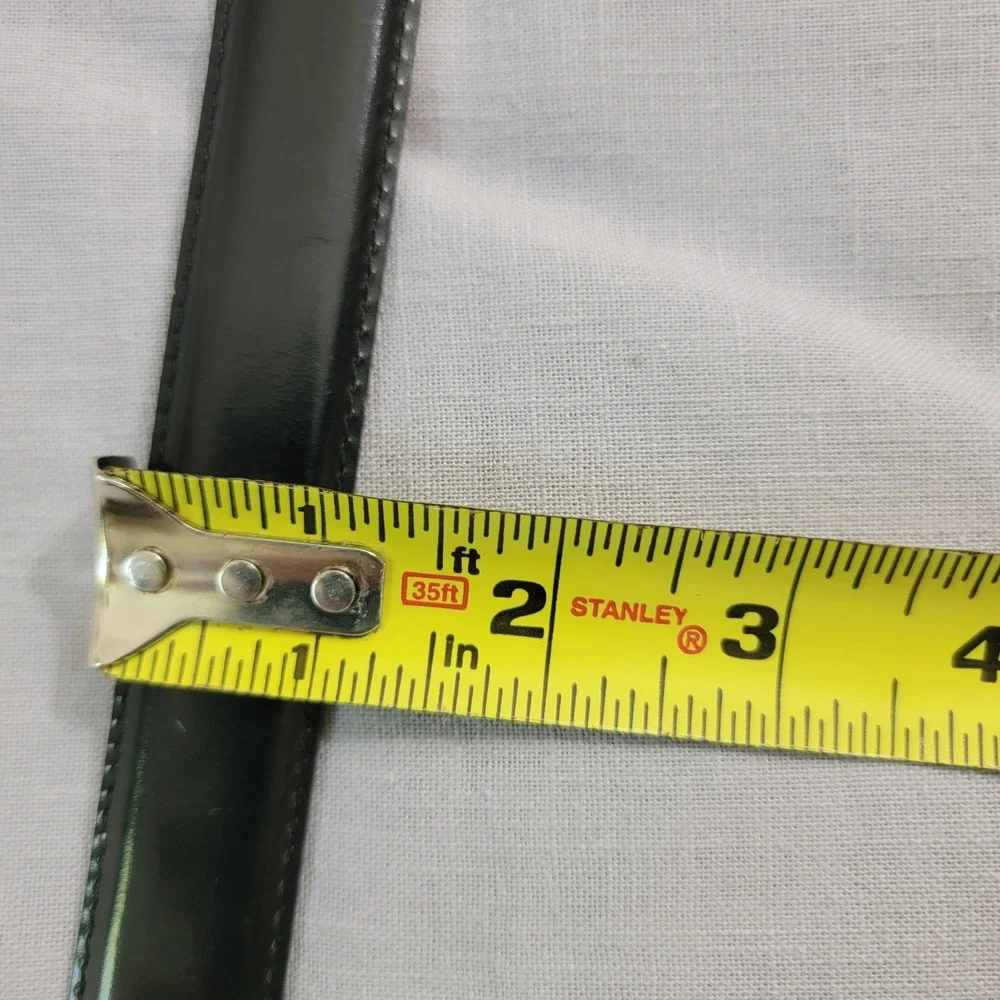 Black Burnished Cowhide Glove Leather Lined Dress Belt Solid Brass Buckle Sz 40